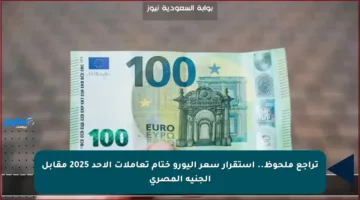 تراجع ملحوظ.. استقرار سعر اليورو ختام تعاملات الأحد 2025 مقابل الجنيه المصري